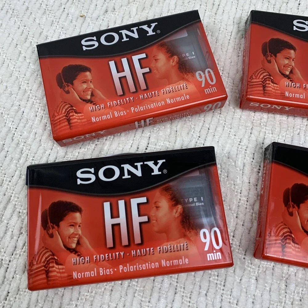 Lot of 4 New Sony Cassette Audio Tapes C-90HFL Blank Unused Sealed 90‎ Minutes